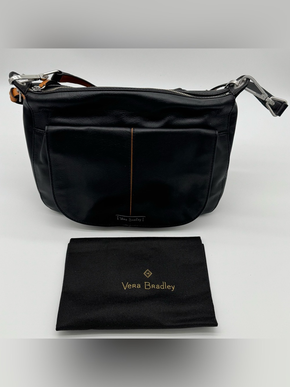 Vera Bradley Gallatin Leather Sidesaddle Convertible Crossbody in Black